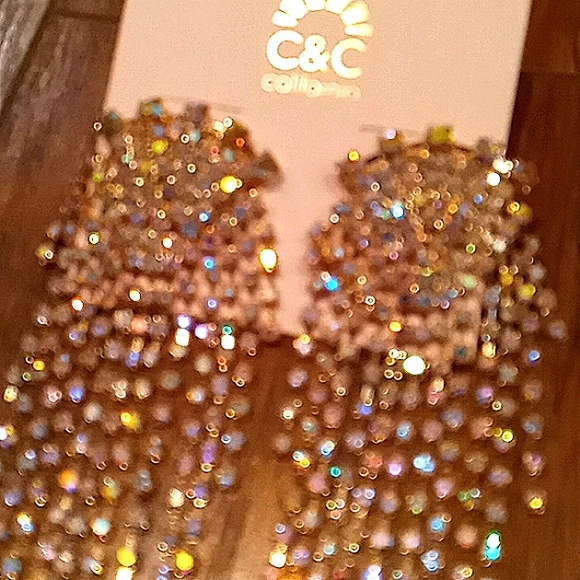 📀 C&C Iridescent Chandelier Cascade Rhinestone Earrings NEW! - Picture 10 of 12